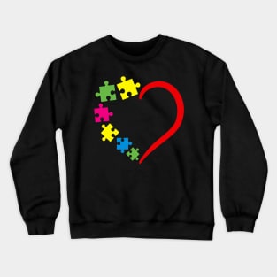 Love Ribbon Heart Puzzle Peace Autism Awareness Cute Crewneck Sweatshirt